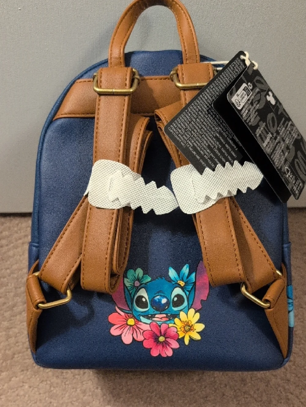 Loungefly Disney Navy Blue Stitch Floral Mini Backpack NWT